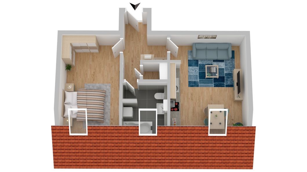 WM/20/Bhf, 2-Raum-Wohnung im Dachgeschoss! ERSTBEZUG