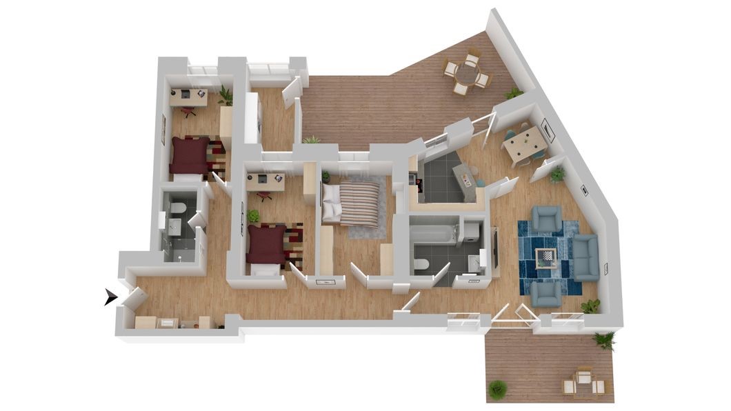 WM/04/Bhf, 4,5-Raum-Wohnung im Erdgeschoss mit 2 Terrassen! ERSTBEZUG