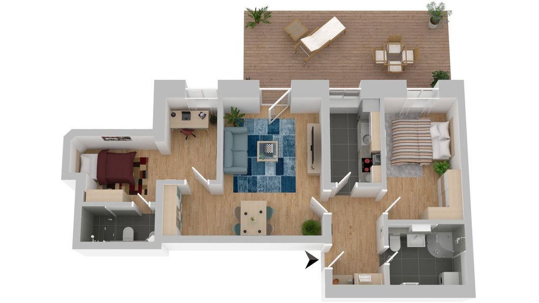 WM/03/Bhf, 3-Raum-Wohnung im Erdgeschoss mit Terrasse! ERSTBEZUG