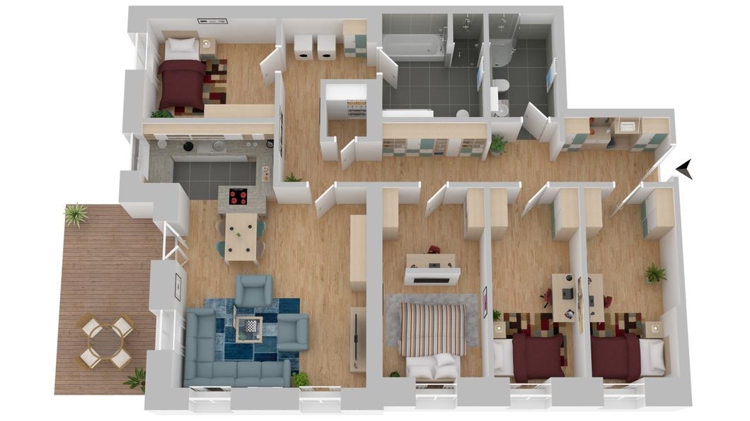 WM/01/Bhf, 5-Raum-Wohnung im Erdgeschoss mit Terrasse! ERSTBEZUG